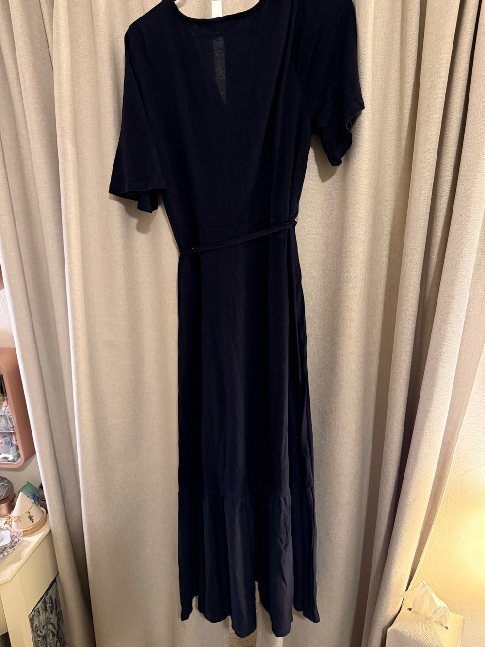 Boden Women's Navy Blue V-Neck Jersey Knit Maxi Dress with Tie Waist 10 - Picture 4 of 4